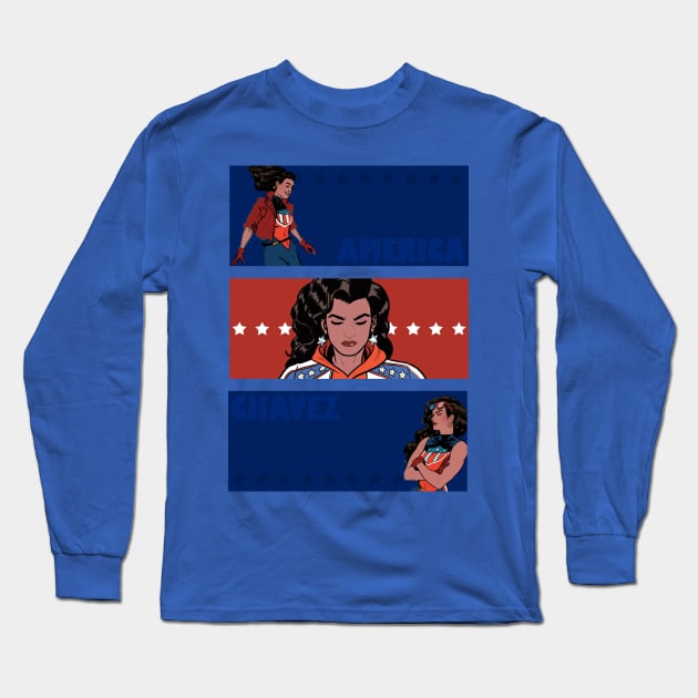 ⋆ America Chavez ⋆ Long Sleeve T-Shirt by DamageTwig